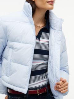 Back Logo Cropped Puffer Jacket — Blue 3