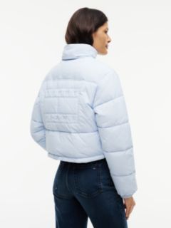 Back Logo Cropped Puffer Jacket — Blue 6