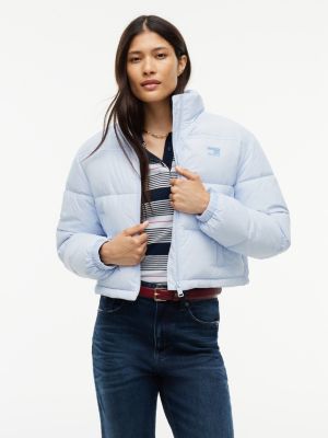 doudoune courte à logo au dos blue pour femmes tommy jeans