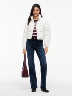 Back Logo Cropped Puffer Jacket — White 2