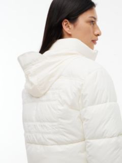 Back Logo Cropped Puffer Jacket — White 3