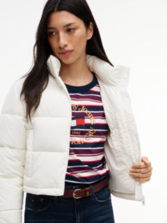Back Logo Cropped Puffer Jacket — White 5
