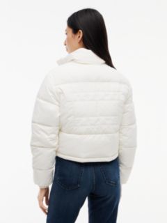 Back Logo Cropped Puffer Jacket — White 6