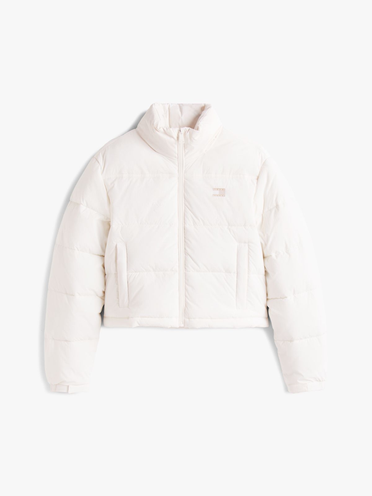 Back Logo Cropped Puffer Jacket — White