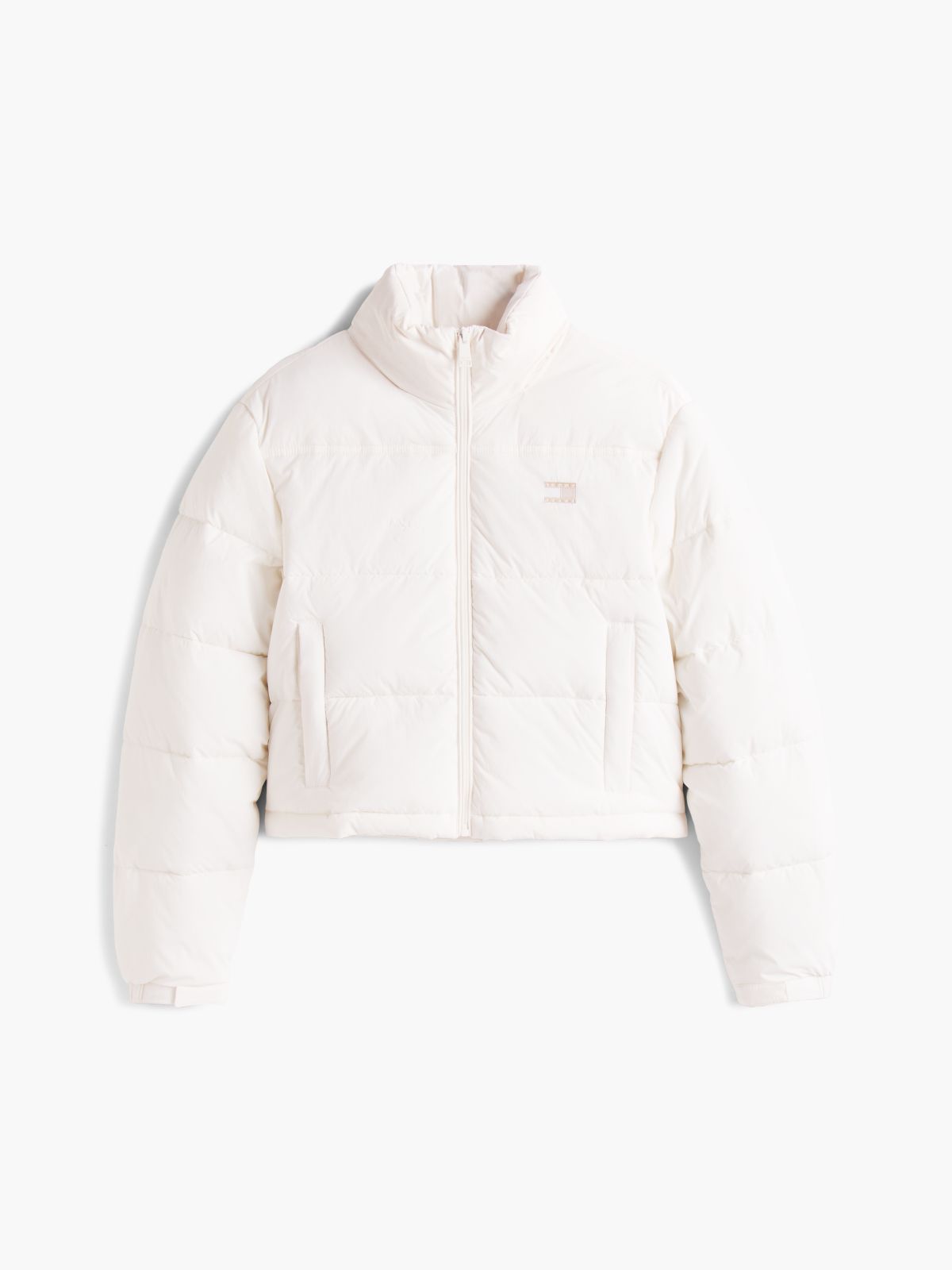 Back Logo Cropped Puffer Jacket — White