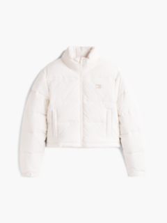 Back Logo Cropped Puffer Jacket — White 8