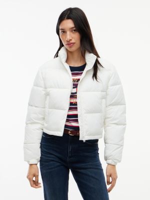 doudoune courte à logo au dos white pour femmes tommy jeans