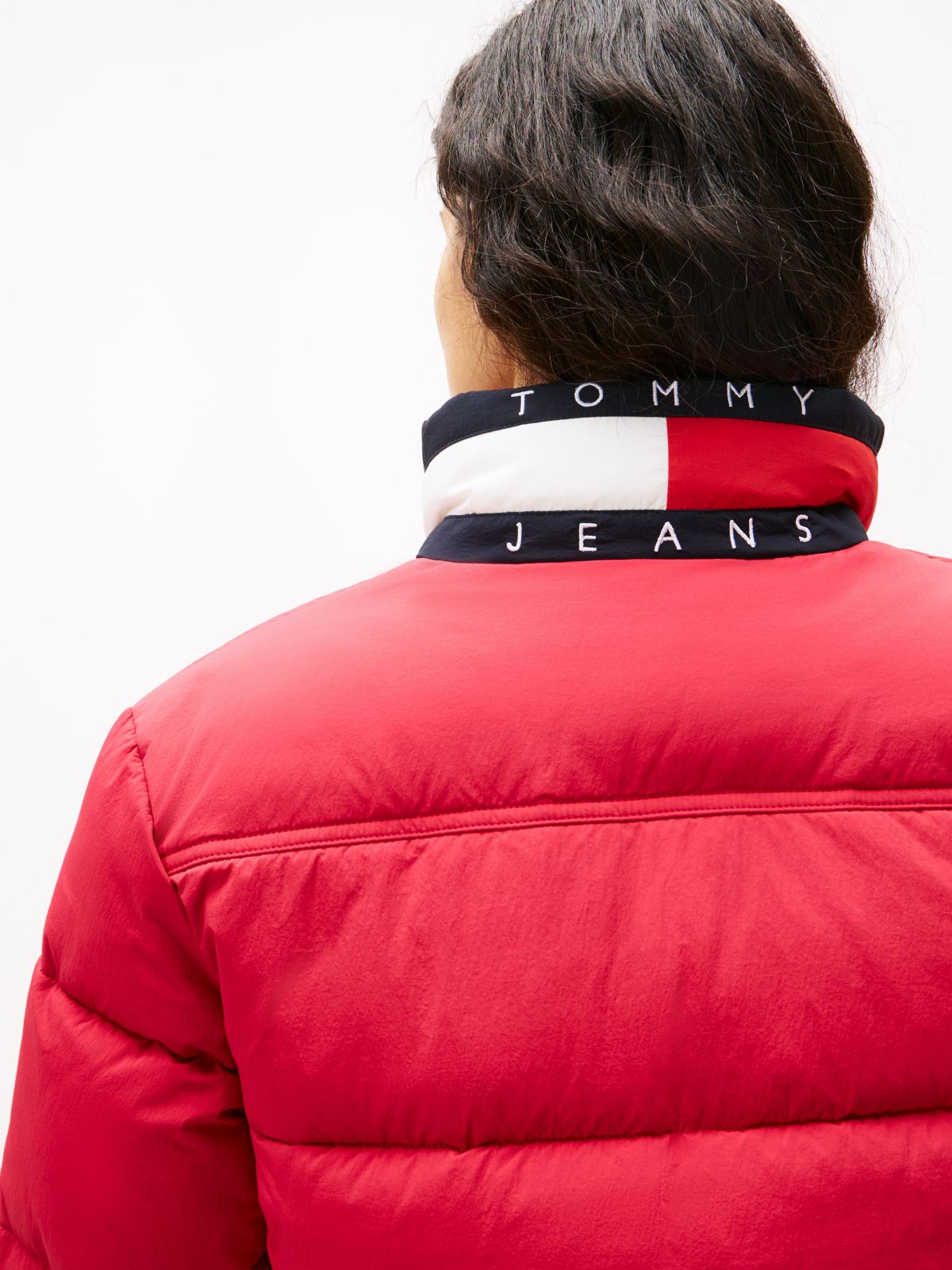 Logo Relaxed Puffer Jacket — Red