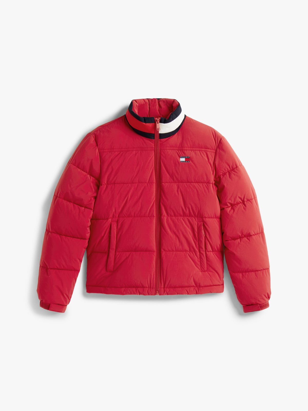 Logo Relaxed Puffer Jacket — Red