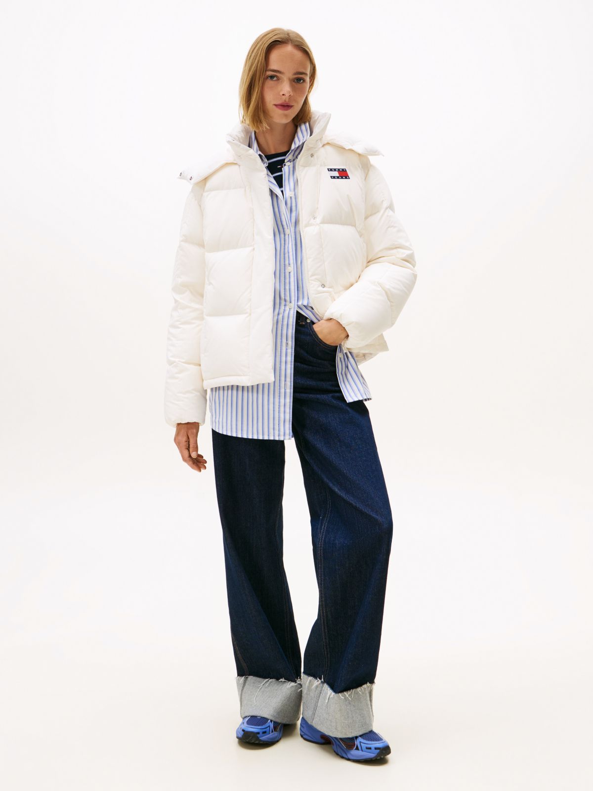 Down Hooded Alaska Puffer Jacket — White