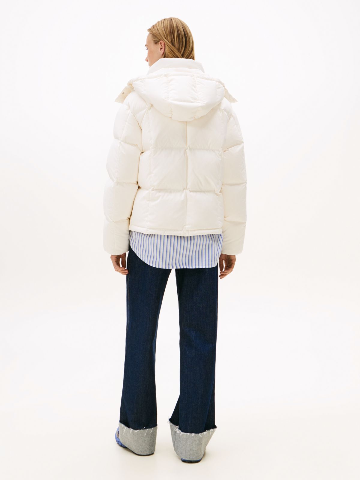 Down Hooded Alaska Puffer Jacket — White