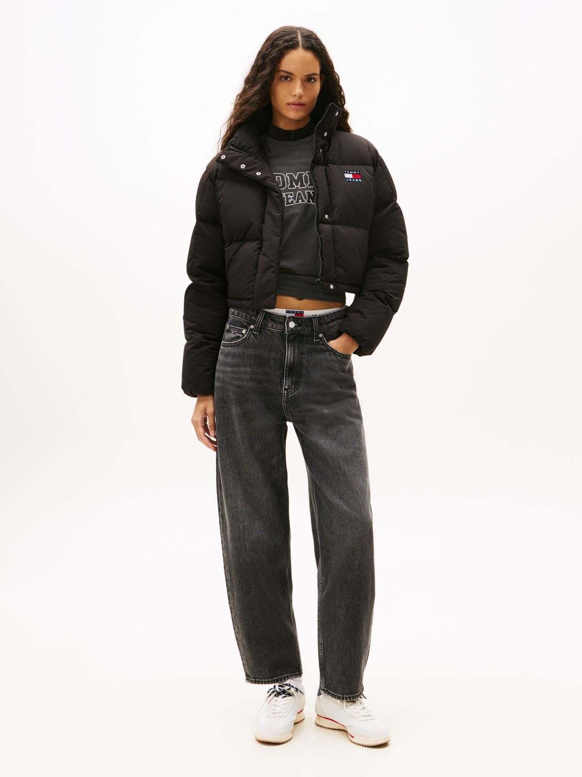 Down Cropped Alaska Puffer Jacket — Black