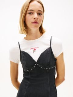 Studded Maxi Denim Slip Dress — Grey 3
