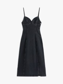 Studded Maxi Denim Slip Dress — Grey 5