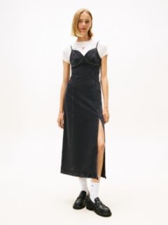 Studded Maxi Denim Slip Dress — Grey 1