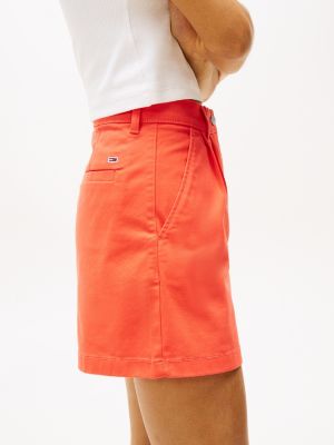 orange claire regular high rise denim shorts for women tommy jeans