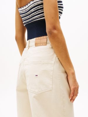 bermuda décontracté taille haute beige pour femmes tommy jeans