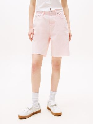 pink relaxed high rise bermuda shorts for women tommy jeans