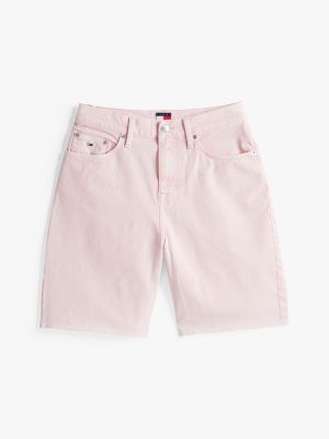 pink relaxed high rise bermuda shorts for women tommy jeans