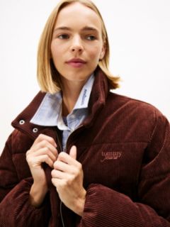 Logo Embroidery Relaxed Corduroy Puffer Jacket — Brown 2