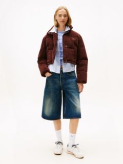 Logo Embroidery Relaxed Corduroy Puffer Jacket — Brown 3