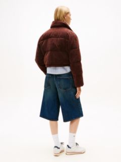 Logo Embroidery Relaxed Corduroy Puffer Jacket — Brown 5