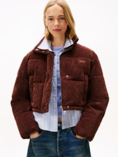 Logo Embroidery Relaxed Corduroy Puffer Jacket — Brown 1