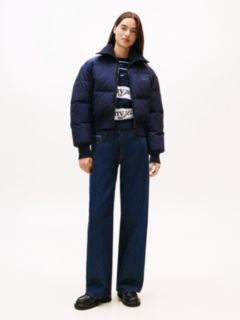 Corduroy Relaxed Cropped Puffer Jacket — Blue 3