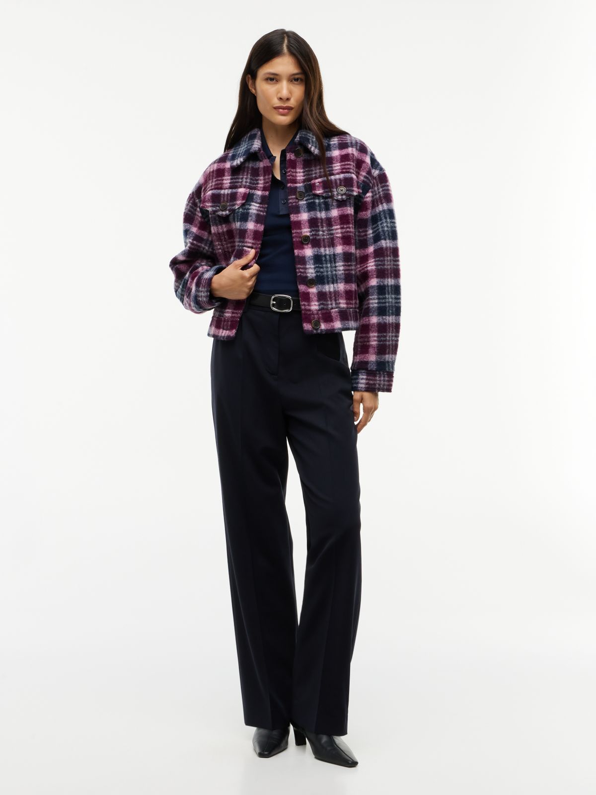 Wool Blend Trucker Jacket — Multi