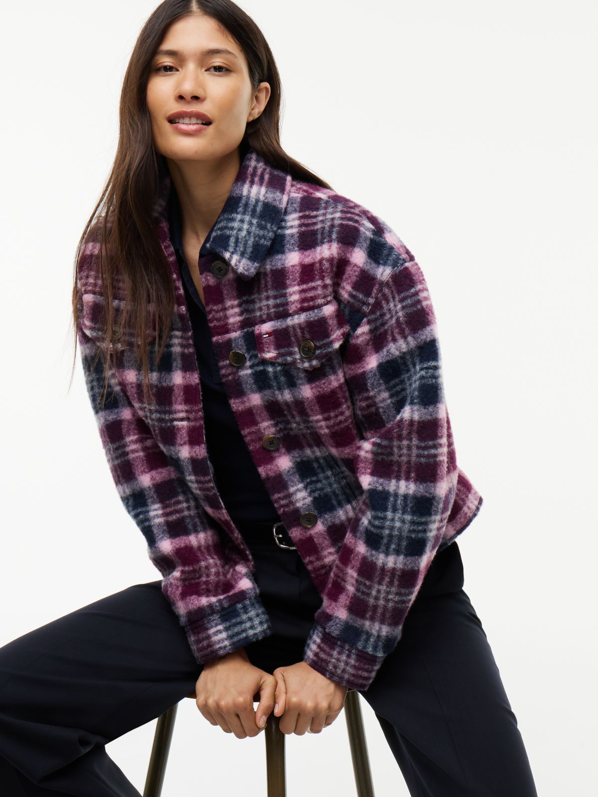 Wool Blend Trucker Jacket — Multi