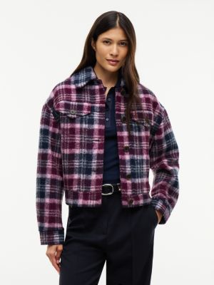 black wool blend trucker jacket for women tommy jeans