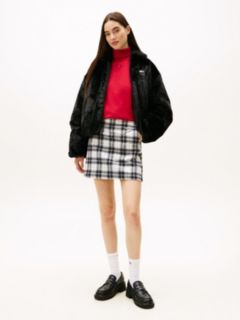 Tommy Badge Faux Fur Bomber Jacket — Black 3