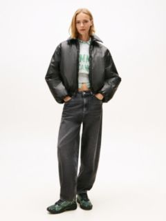 Shiny Relaxed Padded Bomber Jacket — Black 3