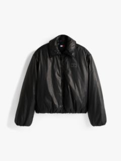 Shiny Relaxed Padded Bomber Jacket — Black 5