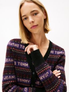 Fair Isle Logo Slim Cardigan — Black 2