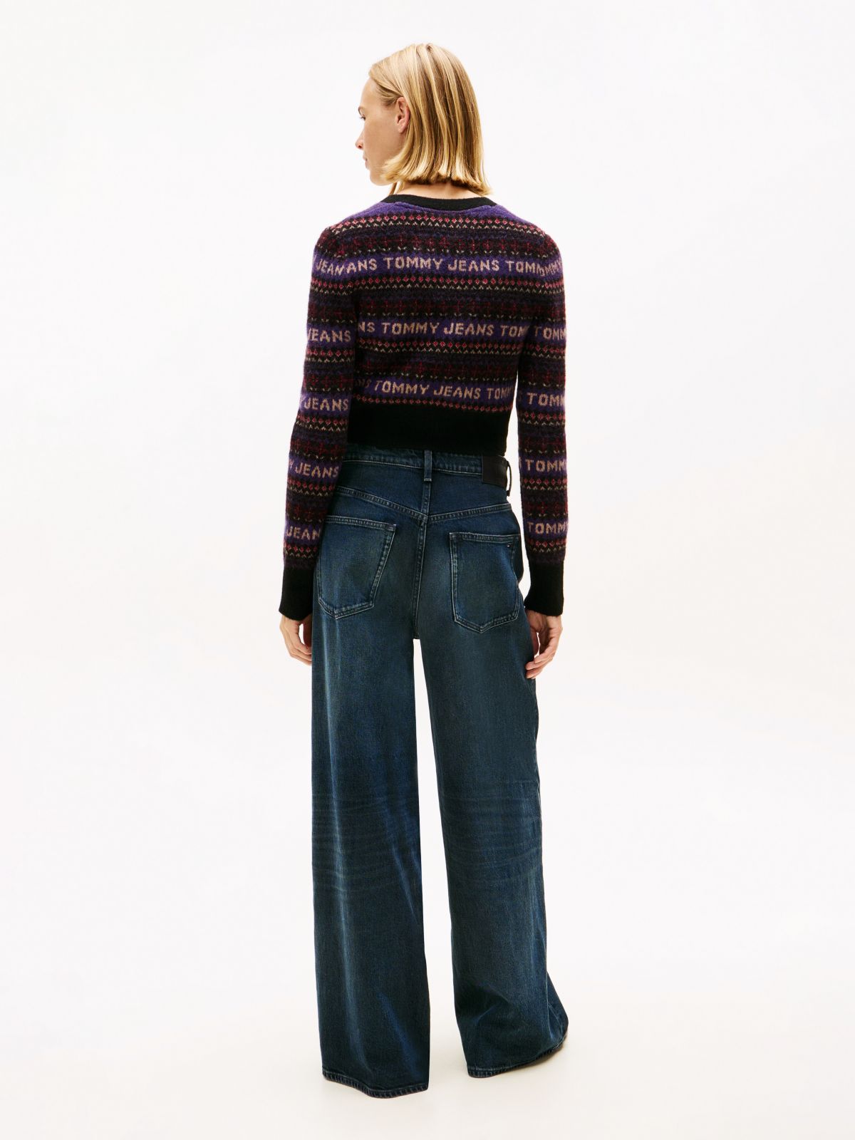 Fair Isle Logo Slim Cardigan — Black