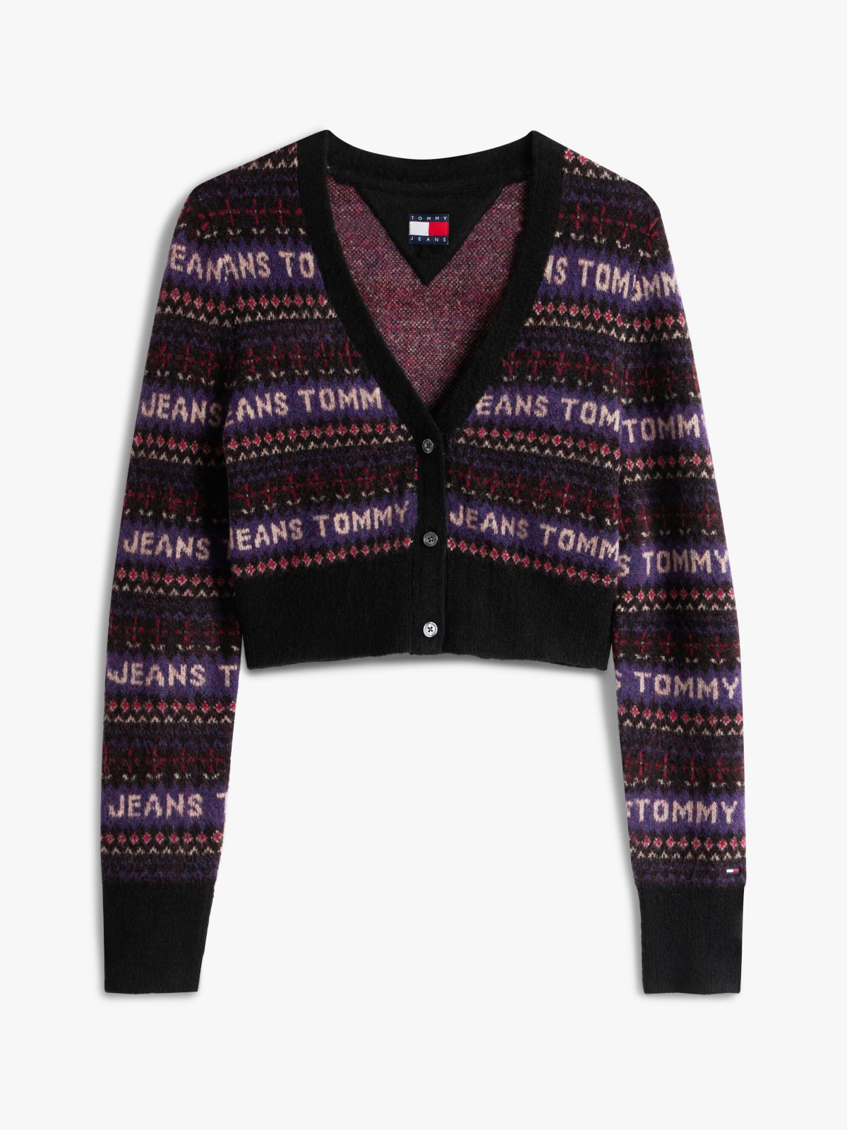 Fair Isle Logo Slim Cardigan — Black