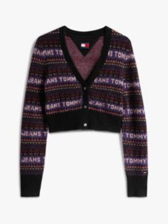 Fair Isle Logo Slim Cardigan — Black 5