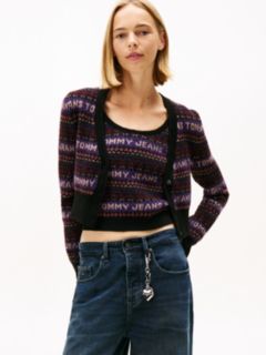 Fair Isle Logo Slim Cardigan — Black 1