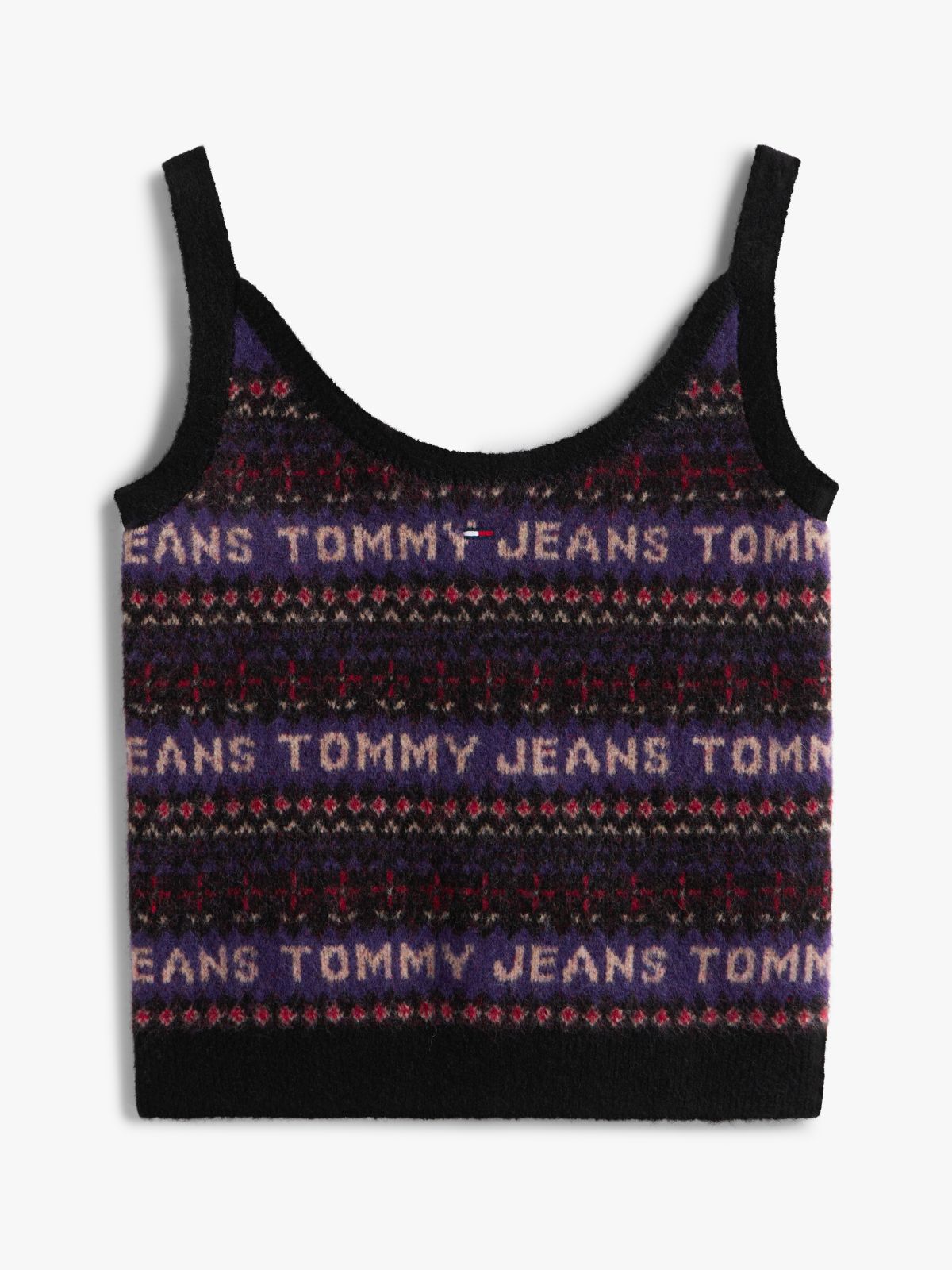 Fair Isle Slim Knit Cami Top — Black