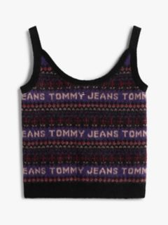 Fair Isle Slim Knit Cami Top — Black 5