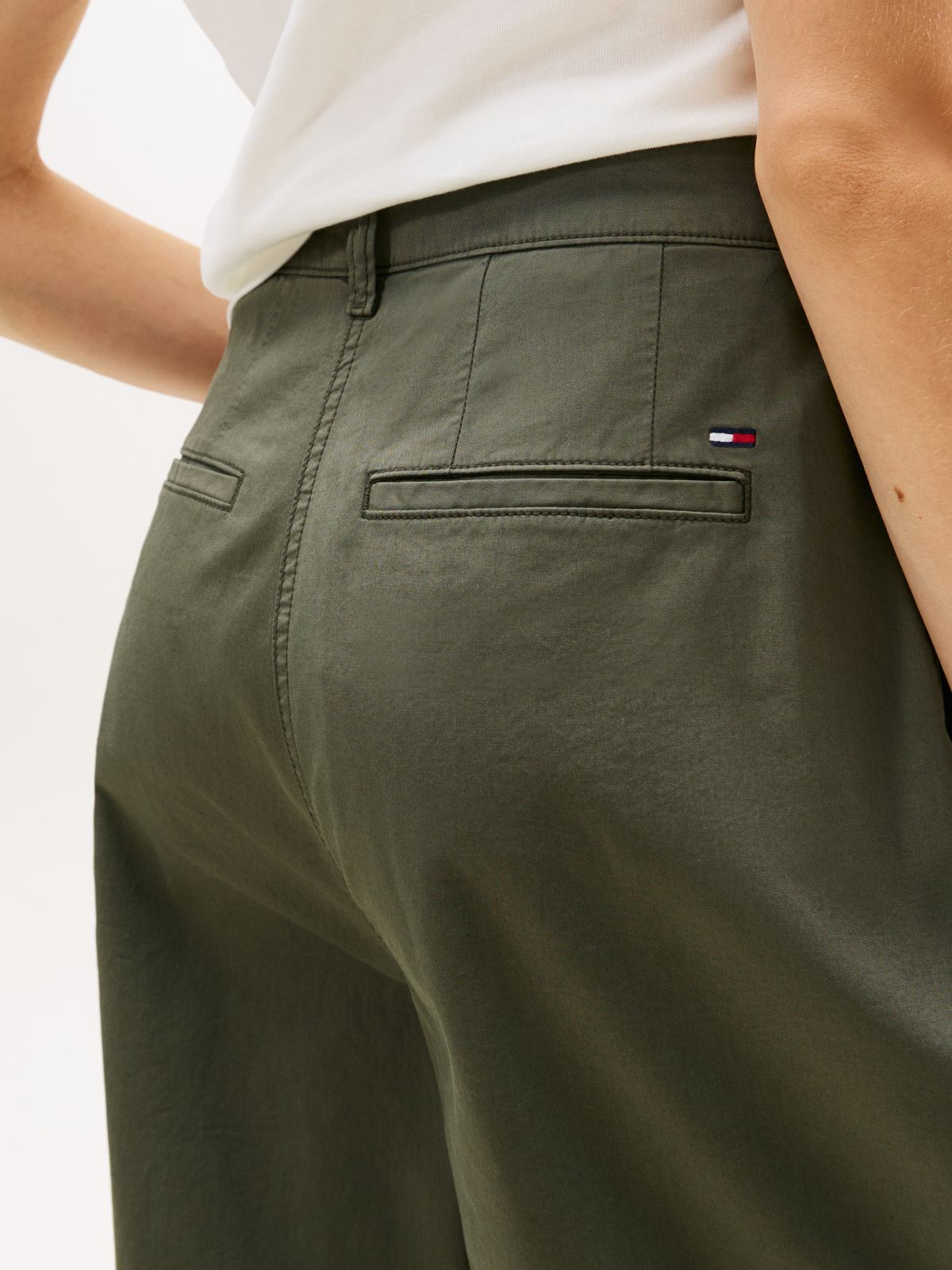 Twill Wide Leg Chinos — Green