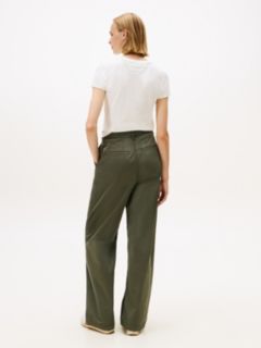 Twill Wide Leg Chinos — Green 4