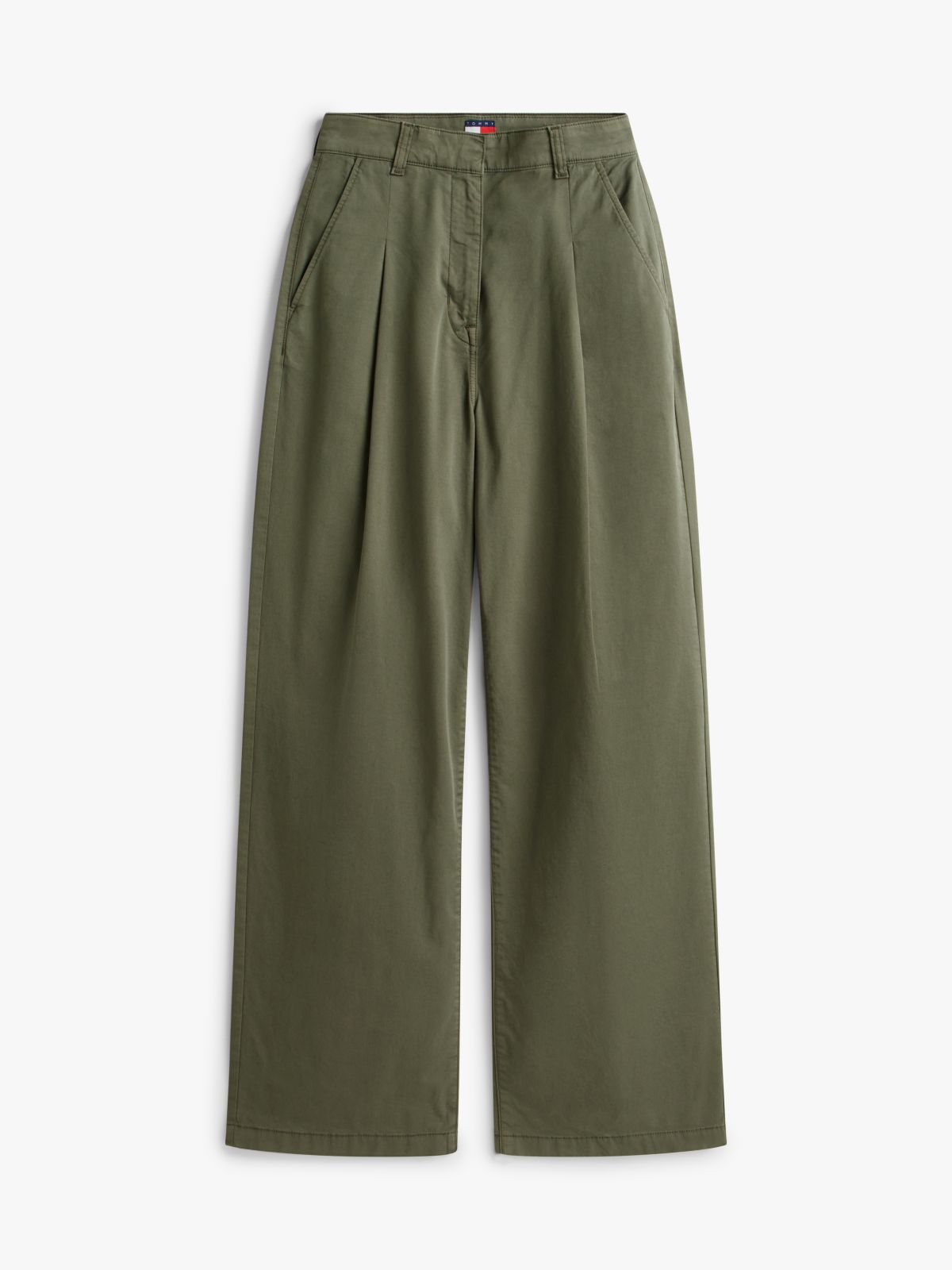 Twill Wide Leg Chinos — Green