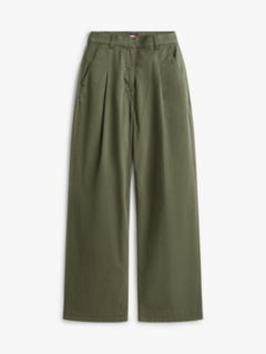Twill Wide Leg Chinos — Green 5