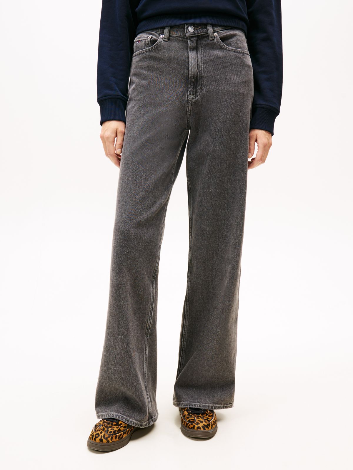 Claire High Rise Wide Leg Jeans — Grey
