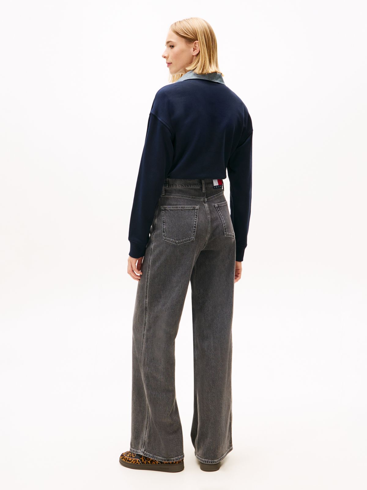 Claire High Rise Wide Leg Jeans — Grey