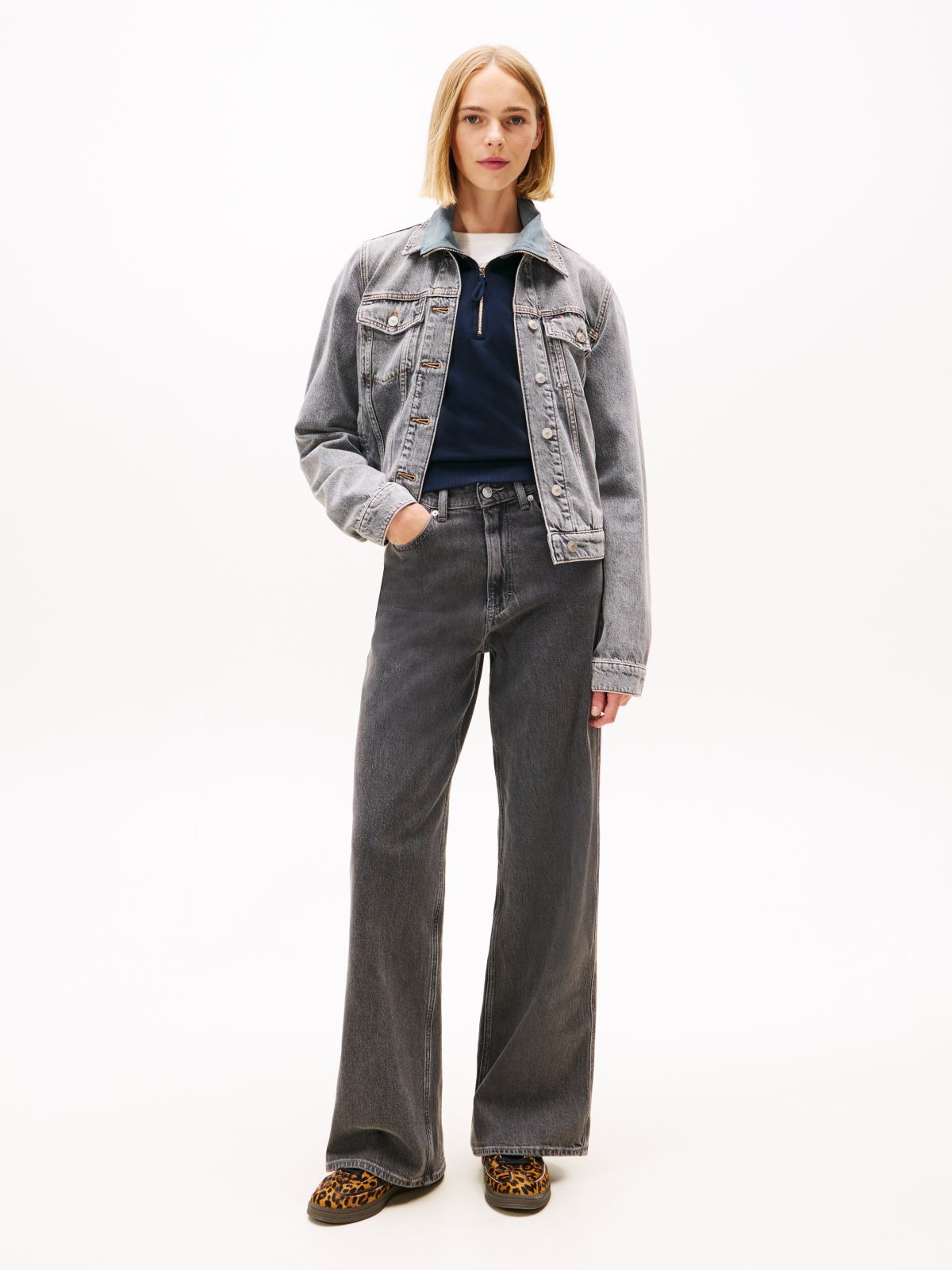 Claire High Rise Wide Leg Jeans — Grey