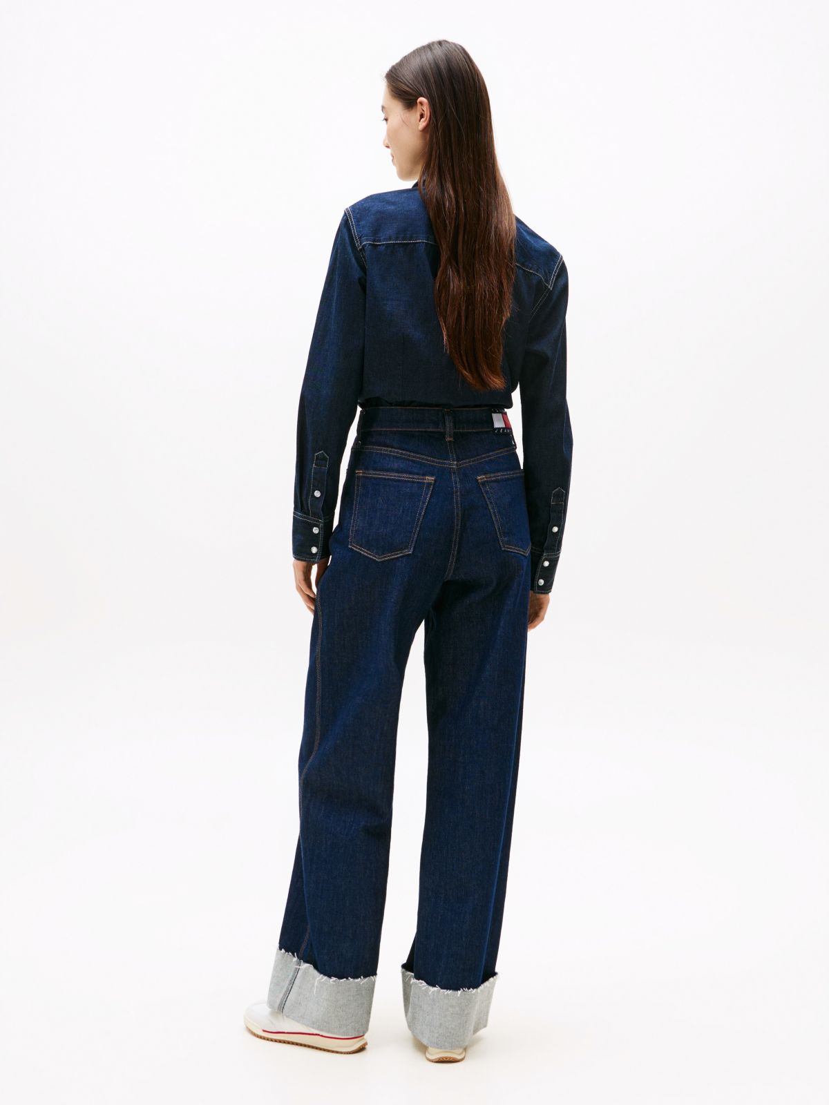 Claire High Rise Wide Leg Turn-Up Jeans — Blue