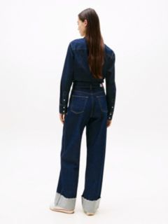 Claire High Rise Wide Leg Turn-Up Jeans — Blue 4